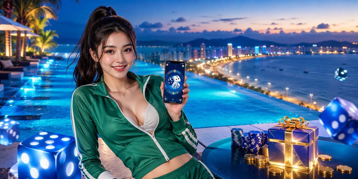 Xúc xắc tài xỉu trên nền biển Đà Nẵng, biểu tượng casino trực tuyến