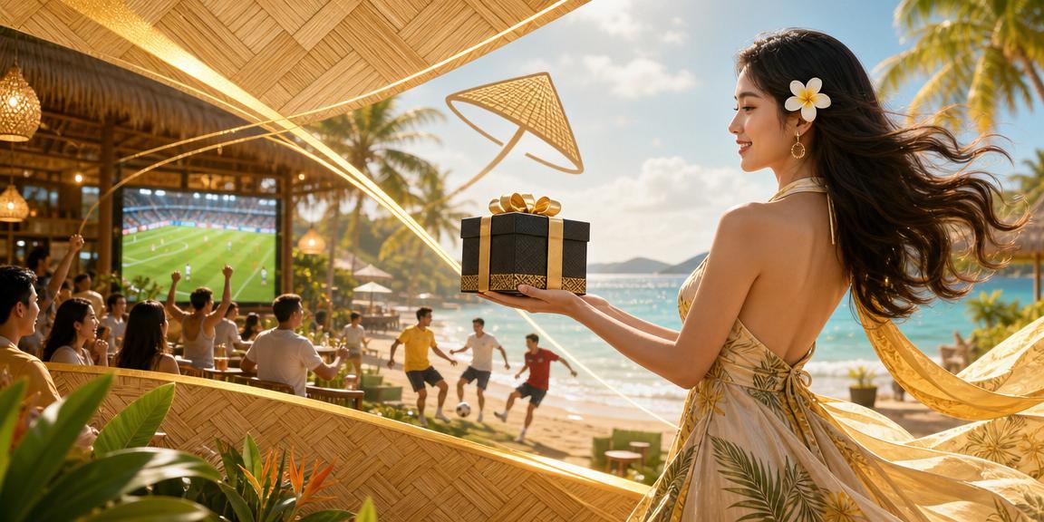 Người hâm mộ bóng đá đội nón lá theo dõi và đặt cược trực tiếp tại bãi biển Phú Quốc