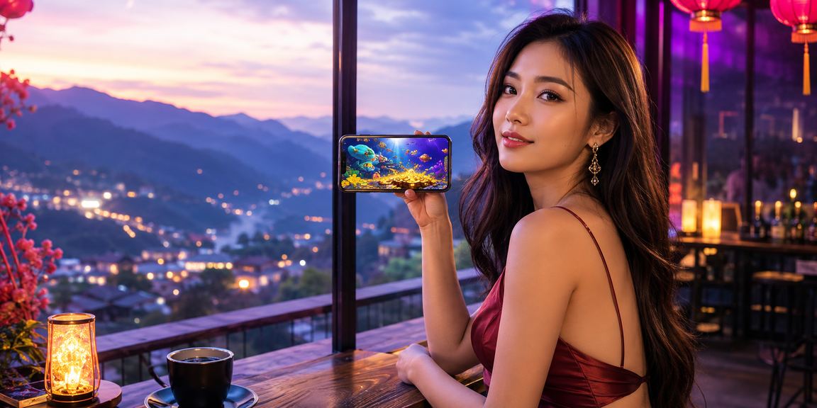 Người dùng tại Sapa đặt cược trên điện thoại di động bên ly cà phê buổi sáng sương mù